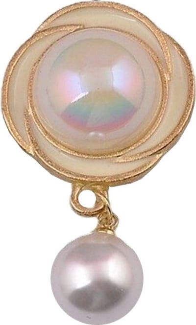 Hoofddoek Magneet - Magneet Broche Mini - Magneetbroche - Parel Bloem Met Parel - Magnetische Broche - Sjaal - Hijab - Abaya - 21x38mm - Goudkleurig