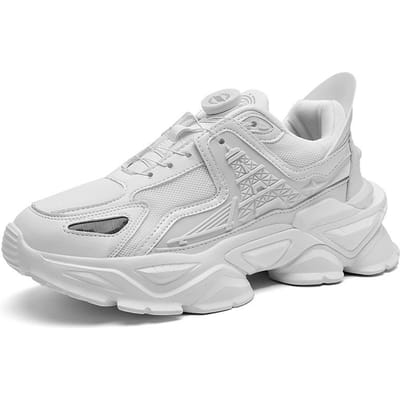 Lente Platform Papa Schoenen Trendy Schoenen Student Mecha Schoenen plus Maat Heren en Dames Mode Knop Sneaker 38 white