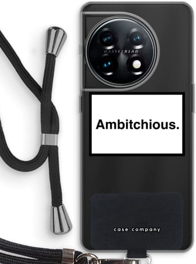 Case Company® - Hoesje met koord geschikt voor OnePlus 11 hoesje met Koord - Ambitchious - Telefoonhoesje met Zwart Koord - Bescherming aan alle Kanten en Over de Schermrand