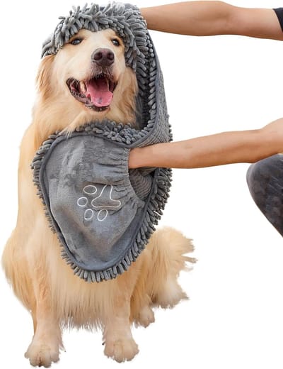 Microfiber Hondendoek - Super Absorberende Droogdoek voor Grote en Kleine Honden - Snel Drogende Pet Towel met Handpoorten - Zachte en Duurzame Puppy Doek - Wasbaar in de Machine