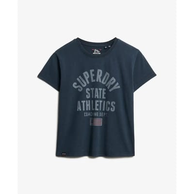 Superdry Athletic Graphic Slim T-shirt Blauw Grootte: 36