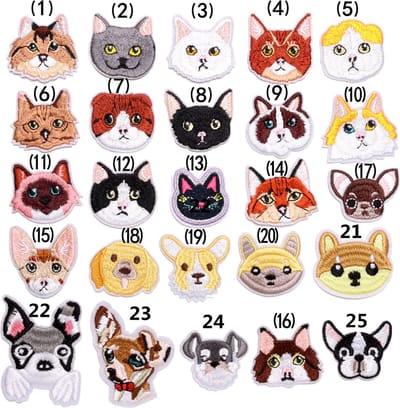 Katten en Honden Series - 25 delige set -stof & strijk applicatie