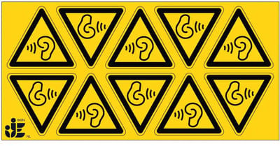 Hoge geluidsbelasting waarschuwingssticker - W087 | 2,5 cm - 10 stuks per vel