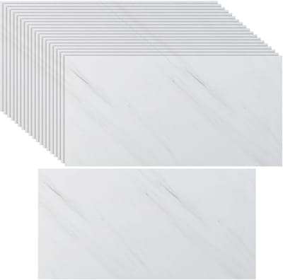 40 Stuks Zelfklevende Keukensplashboard Tegels 30x60 cm - Ook voor Badkamer & Woondecoratie - Echte Tegel Look zonder Breekwerk,Wit
