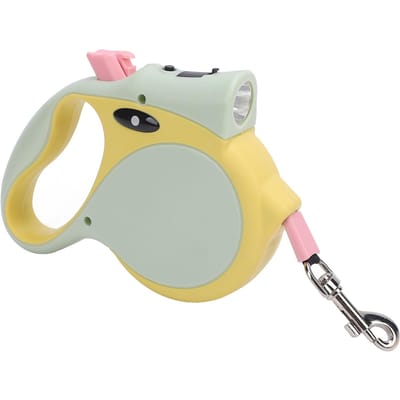 Laisse pour chien rétractable Poignée confortable Automatique télescopique Bande de traction pour chien avec lampe de poche pour chiens de petite et moyenne taille
