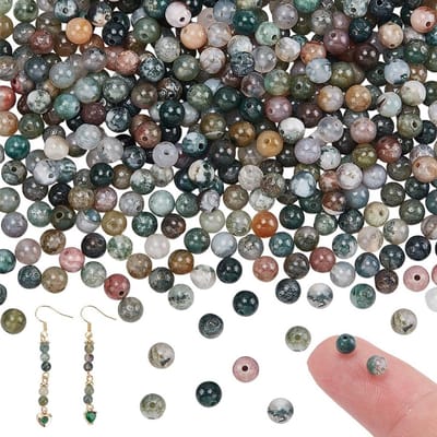 415 Stuks Indian Agate Kralen 4mm Multicolor Natuurlijke Edelsteen Kralen voor Armband en Ketting Maken, Gat: 1mm