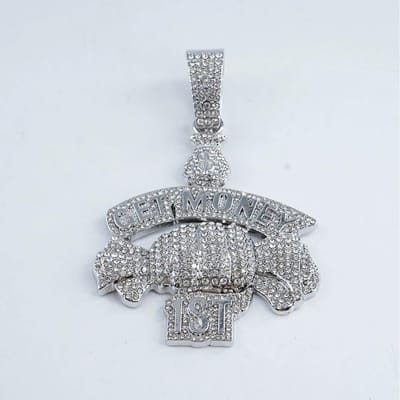 Nieuwe Hip Hop Stijl Letter GET MONEY & Geldzak Hanger Ketting met 15MM Cubaanse Ketting Mannen Snoep Kettingen Rapper Hip Hop Sieraden gray