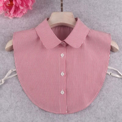 Dun gestreept nepkraag afneembare dickey kragen blouse top dickey kraag voor dames meisjes decoratieve gunsten pink