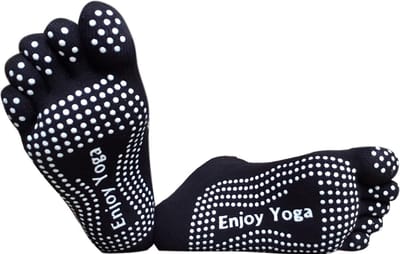 Yogasokken - Sportsokken - Anti slip sokken - Pilates - Teensokken - Gripsokken - Antislip - Fitness socks - Tegen uitglijden - Sokken met losse tenen - Maat 36-40 - Zwart - Jonyx