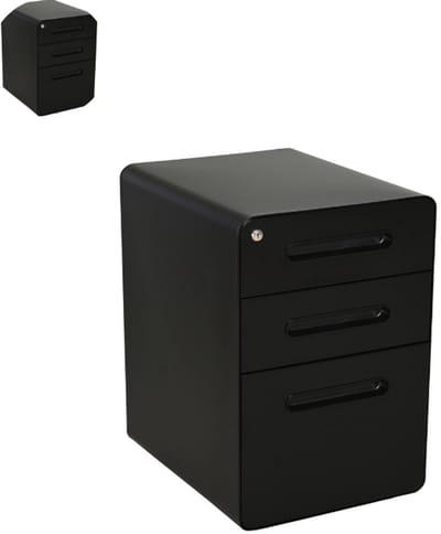 Archiefkast - Dossierkast - Roldeurkast - Kantoorkast - Opbergkasten met deuren - Archiefkast Metaal - 39x48x59 cm -Zwart