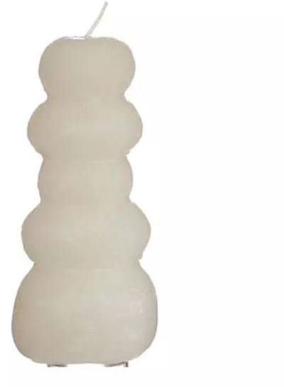 Pebble candle d7xh15 cm, wit Hortus