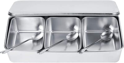 Set van roestvrijstalen specerijpotjes met drie zeefnetten, ideaal voor keuken en reizen, 135 x 107 x 56 mm, kruidenopslag en organizer