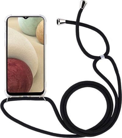 Hoesje met koord - ketting - Draagriem voor Schouder / Nek - touw - Hanger - Schouder tas - Geschikt voor: Samsung Galaxy A42 - transparant