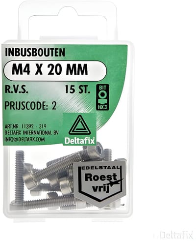 Deltafix - Inbusbout m4x20mm rvs 15st