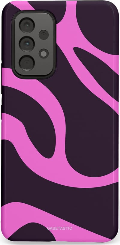Casetastic hoesje geschikt voor Samsung Galaxy A53 (2022) 5G - Dubbellaagse bescherming - Roze Paarse Lavendel Abstractie - Fashion Case - Donkergrijs Roze