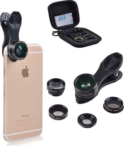 DrPhone APEX1 - 5 in 1 HD Lenzen - Smartphone Camera Lens Kit - Macro Lens - Fisheye Lens - Groothoek Lens - CPL - 2x Telephoto lens