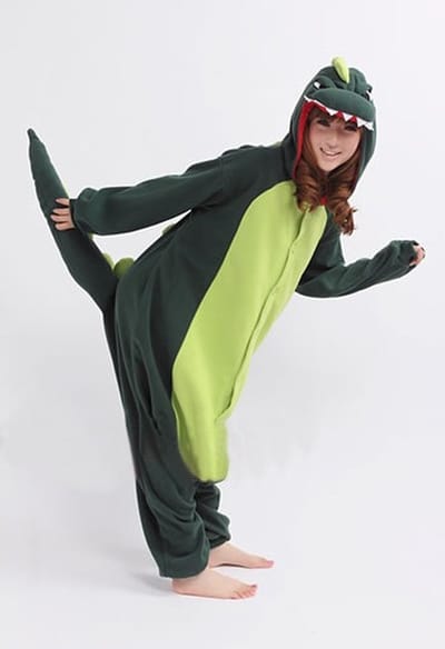 KIMU® Onesie Groene Draak Pak - Maat XS-S of 152-158 - Drakenpak Dino Kostuum Groen Pak - Dinosauruspak Jumpsuit Pyjama Huispak Dames Heren Festival