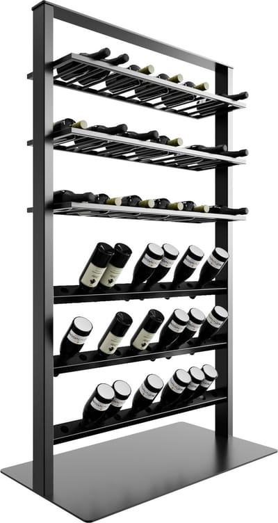 MetaloPro Wijnrek Piemont – Zwart Metalen Flessenrek Voor 69 Wijnflessen, Robuust Design, Wijnstandaard Voor Keuken, Kelder Of Bar – 170x100x60cm