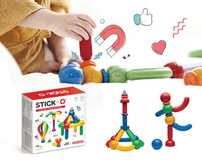 Stick-O Basic Set - Magnetisch Bouwspeelgoed - 30-delig - Montessori Speelgoed - vanaf 18 maanden