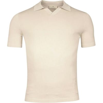 Thomas Maine Polo Single Knit Garment Dye Light Stone Wash No Buttons Collar Kitt / male