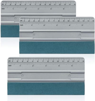 Set van 3 Professionele Vinyl Rakel met Vilt & Liniaal - Folie Applicator voor Stickers, Behang en Raamfolie