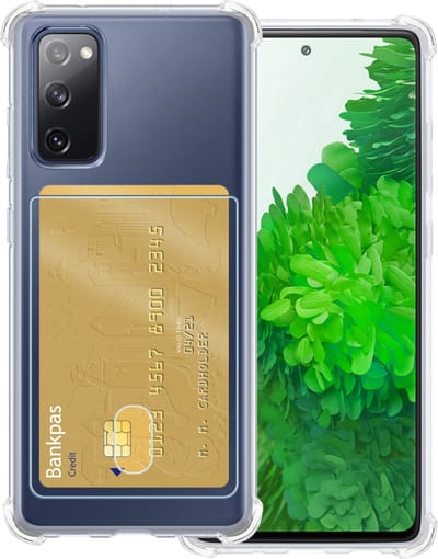 Hoesje Geschikt voor Samsung Galaxy S20 FE - Met Pashouder en Kaarthouder - Telefoon Hoes Shockproof - Siliconen Case - Back Cover - Shock Proof - Pasjes Houder - Transparant