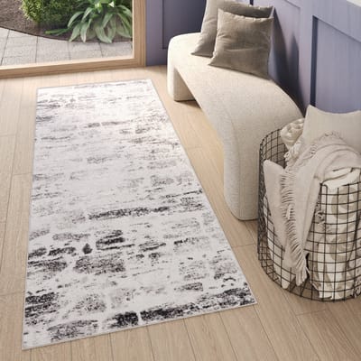 Tapiso Sky Vloerkleed Loper Grijs Lichtgrijs Modern Woonkamer Tapijt Maat - 70x150
