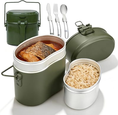 Famanu – Camping kookgerei, meetkit, met opvouwbaar mes, vork en lepel, aluminium en roestvrij staal, ideaal voor outdoor gebruik