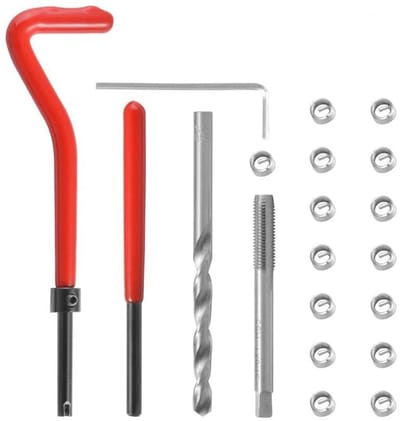 Allecto - Draadreparatieset - M12 x 1,25 - Handgereedschap - 15 stuks - Hoogwaardig staal - Geschikt voor auto-reparaties - Inclusief accessoires