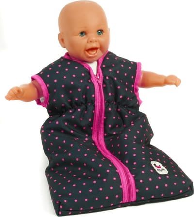 Poppenslaapzak met Stippen voor Poppen tot 55 cm - Blauw/Roze