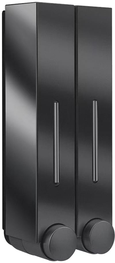 Zeepdispenser - Zeeppomp - Zeep reservoir - Voor aan de muur - 2x 430ml - Wanddispenser - Badkamer / keuken - Zeep/shampoo/conditioner pomp - Zwart - Jonyx