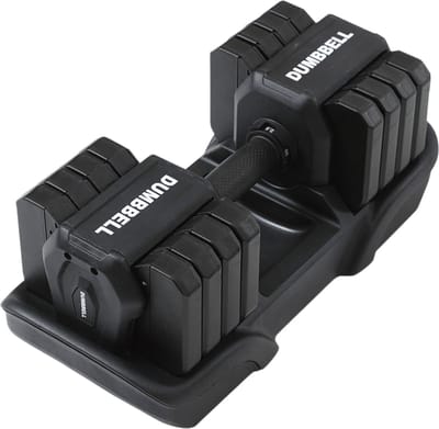 JustValue Verstelbare Dumbbell Zwart 25 KG - 2.5kg t/m 25kg - Gewichten - Dumbells set - Gewichten set - Halterset - Fitness gewichten - Krachttraining - Fitness - 5 Dumbells in één! - PER STUK!