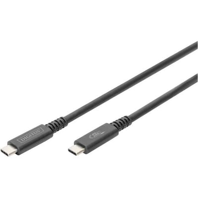 Digitus AK-300343-008-S USB-kabel USB 4.0 USB-C stekker, USB-C stekker 0.80 m Zwart Flexibel, Afgeschermd, Met USB