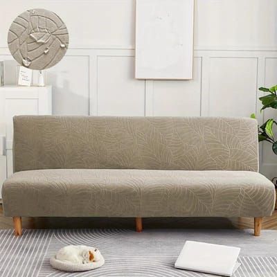 Waterdichte Bankbedhoes Voor Woonkamer Klapbare Bank Zonder Armleuningen Stretch Dikke Bankhoezen Fauteuilhoes Beschermer S 120-155CM kaki