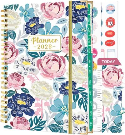 Agenda 2026 - Weekplanner – Notitieboek met Print Cover – 12 Maanden Kalender – 142 Pagina’s – A5 Formaat 21.7x15.8cm – Spiraalgebonden Planner – Dagboek voor Werk en Studie