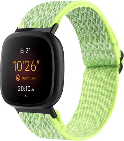 Nylon bandje - geschikt voor Fitbit Versa 4 / Sense 2 - fluoriserend