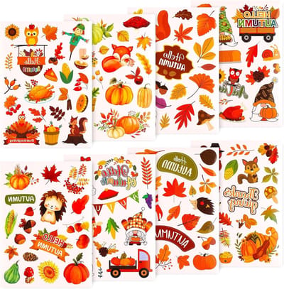 16 Vellen Herfst Stickers met 292 Patroons voor Thanksgiving, Perfect voor Feestdecoratie en Creatieve Projecten