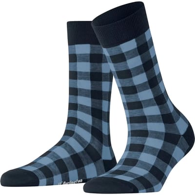 Burlington Vichy gedessineerd katoen sokken dames blauw - maat 36-41