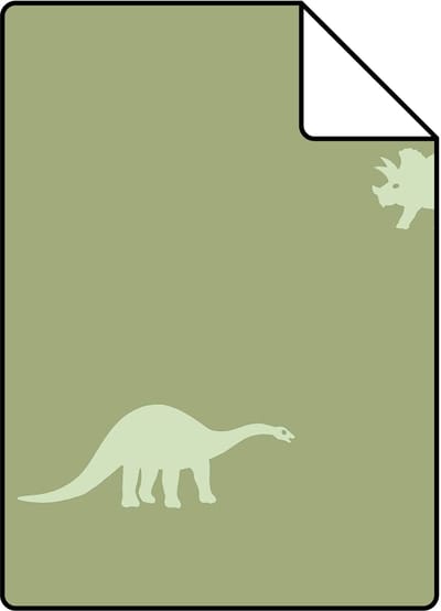 Proefstaal ESTAhome behang dinosaurussen vergrijsd groen - 26.5 x 21 cm - 131804-S