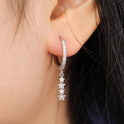 Huitan Mode Sterren Bedel Hoepel Oorbellen voor Vrouwen Nieuwste Oorbel Dangle Oorbellen Kleur/Gouden Kleur Oor Sieraden brown