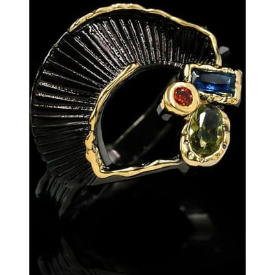 Accessoires Retro Punk Stijl Koperen Zwart Gouden Ring Eenvoudige Waaiervormige Dames Sieraden Europese en Amerikaanse Ringen No. 9 black