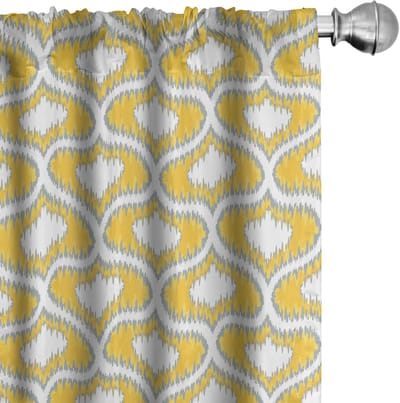 ABAKUHAUS Gordijnen – Geometrisch – 2x75x175 cm – Microvezel Geel/Grijs
