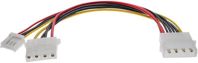 InLine® Power Y-kabel intern, 1x 5,25 naar 1x 3,5 + 1x 5,25, 0,20m