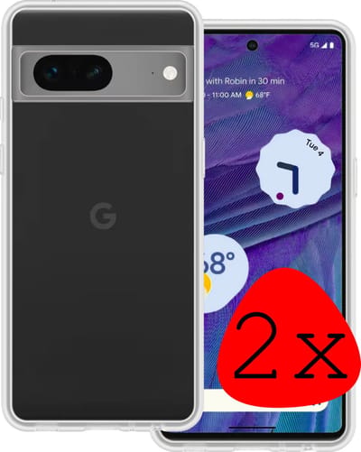 Hoesje 2 Stuks - Geschikt voor Google Pixel 7 - Sterk & Shockproof - Case Siliconen - Back Cover - Telefoon Hoes - Transparant