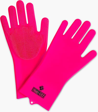 Muc-Off - Silicone Deep Scrubber Gloves Motor Fiets Ebike Poets Handschoenen - Roze - M