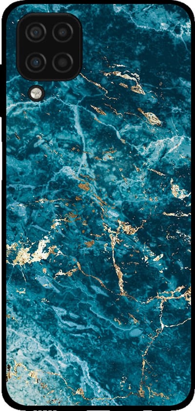 Smartphonica Telefoonhoesje voor Samsung Galaxy A12 met marmer opdruk - TPU backcover case marble design - Blauw geschikt voor Samsung Galaxy A12