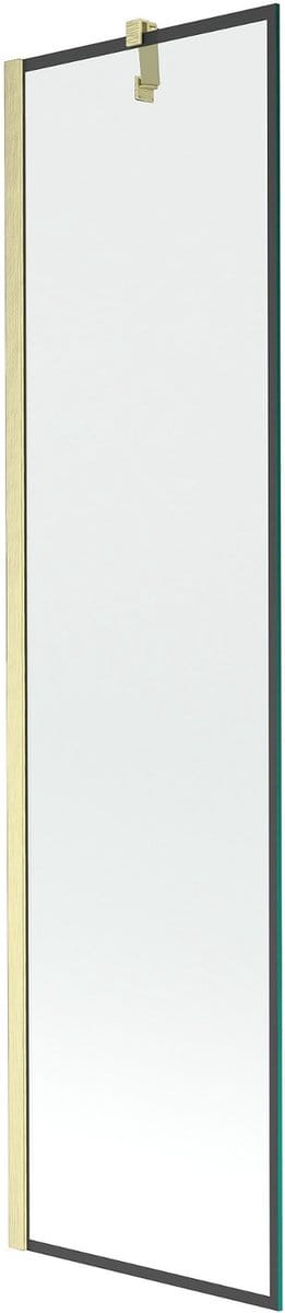 Mexen Next badwand afscherming 1-delig 50 x 150 , zwart frame, geborsteld goud - 895-050-000-00-70-55