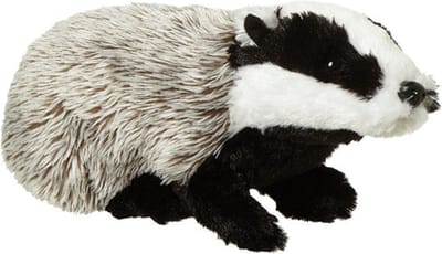Nature Planet pluche knuffeldier - Das - grijs/zwart - 32 cm - Bosdieren knuffels - speelgoed cadeau