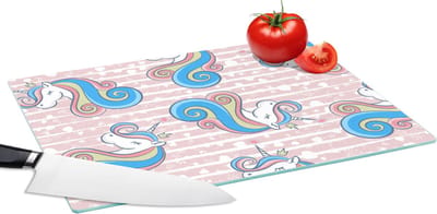 Glazen Snijplank - 39x28 - Unicorn - Patronen - Roze - Snijplanken Glas