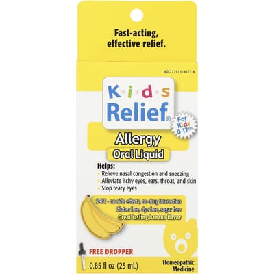 Homeolab USA, Kids Relief®, Hypoallergeen Mondwater, Leeftijden 0-12, Banaan, 0,85 fl oz (25 ml)